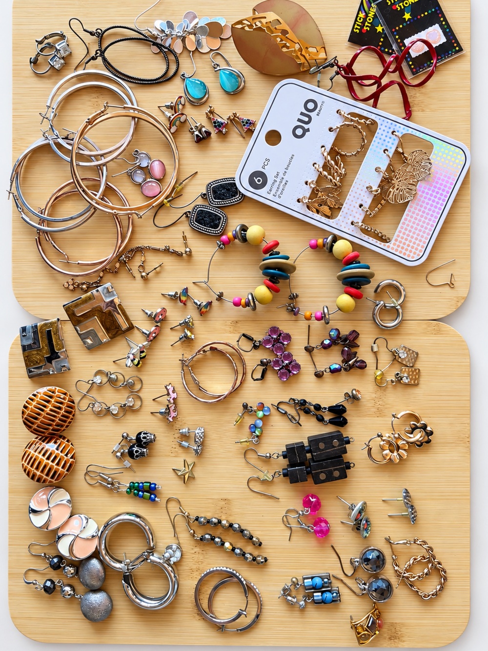 Large Assorted Earring Lot Hoops Studs Dangles Beaded Costume Jewelry Bundle